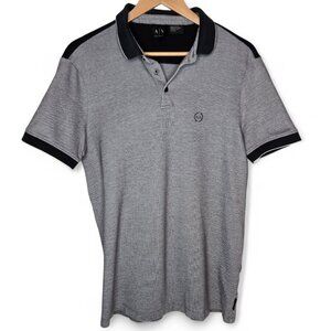 Armani Exchange Polo Shirt Men's Two Tone Color Panel Sport Heather Pique XL
